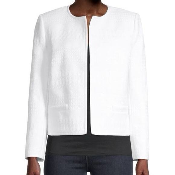 Lafayette 148 Kade Textured Crop Blazer Jacket Womens S Small $798 White - Picture 1 of 8